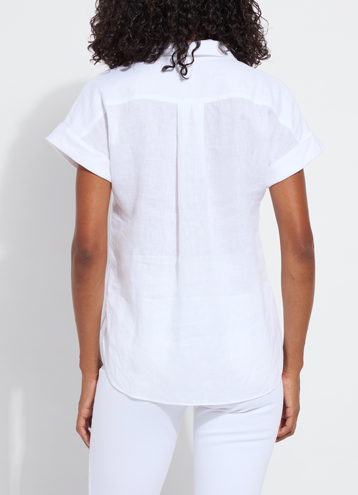 Lyla Linen Short Sleeve Shirt in White