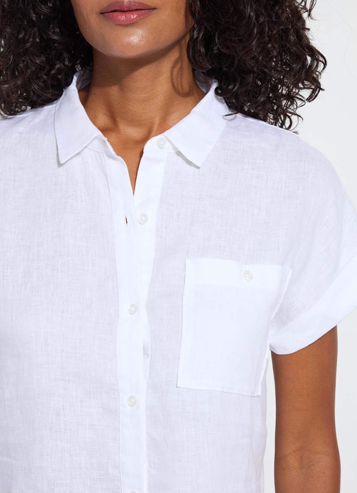 Lyla Linen Short Sleeve Shirt in White