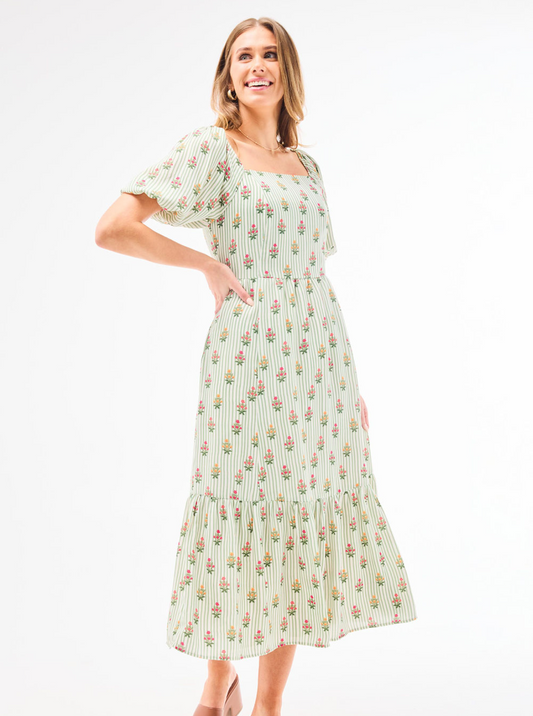 Alexi Dress in Cottage Stripes