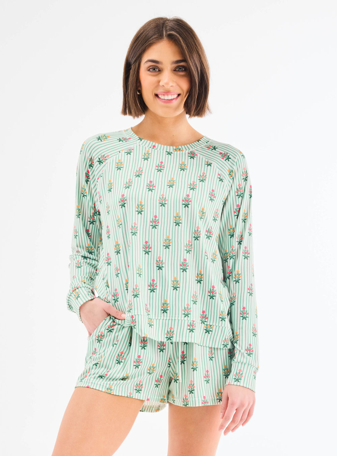 Annie Short Set Pajamas in Cottage Stripes