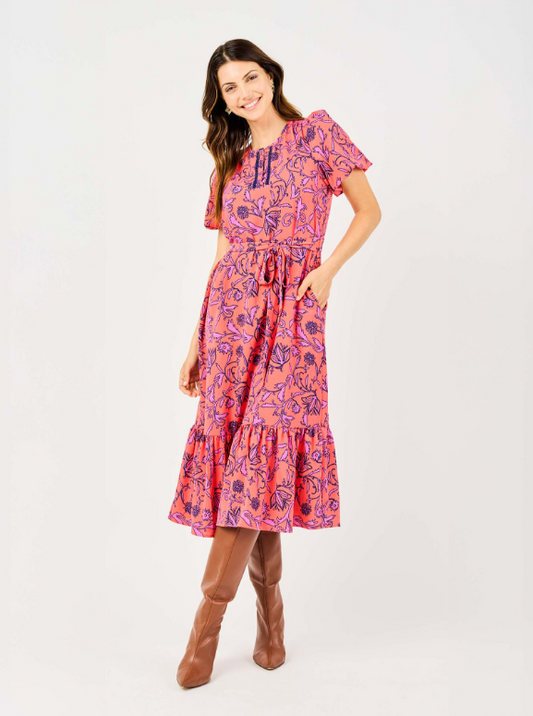 Camila Dress in Toile Tulips