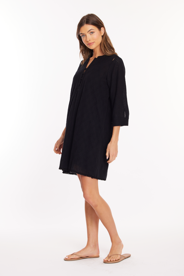Everyday Henley Dress in Black
