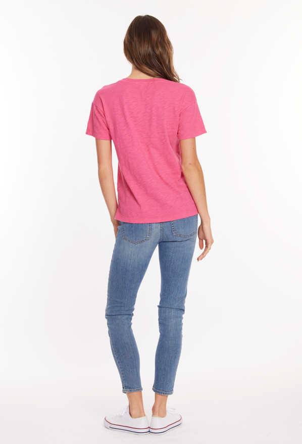 Boxy V-Neck Tee in Fruit Punch