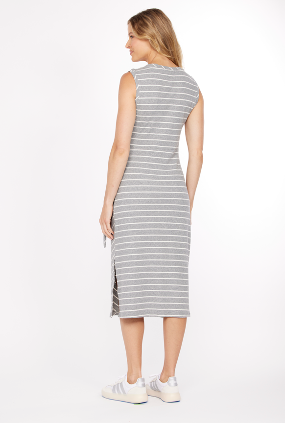 Side Tie Midi Tank Dress in Heather Grey