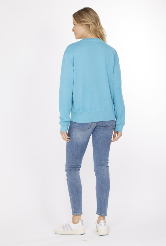 Deep V-neck Sweatshirt in Aqua Mist