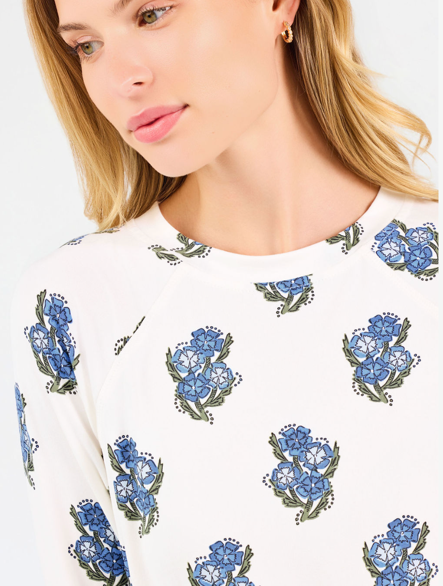 Annie Short Pajama Set in Fable Floral Blue & Ivory