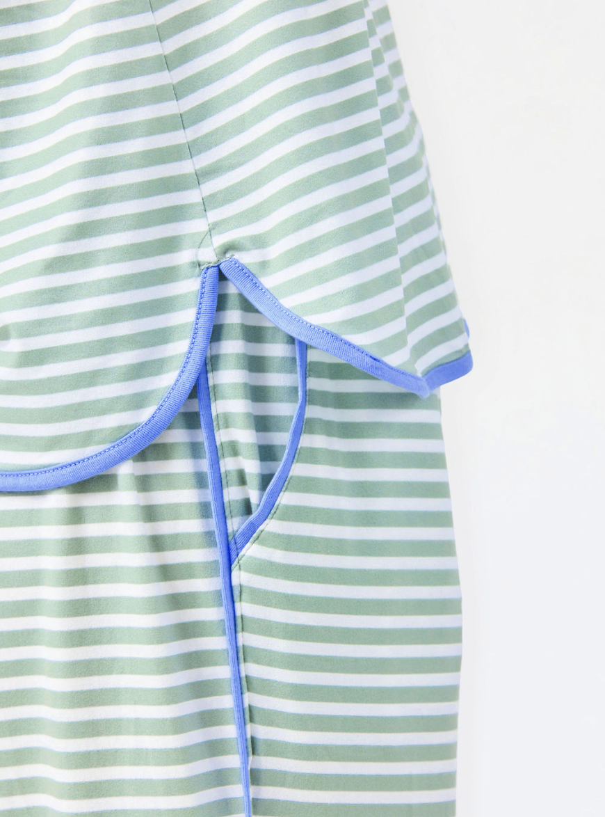 Melody Pajama Set in Green Stripe