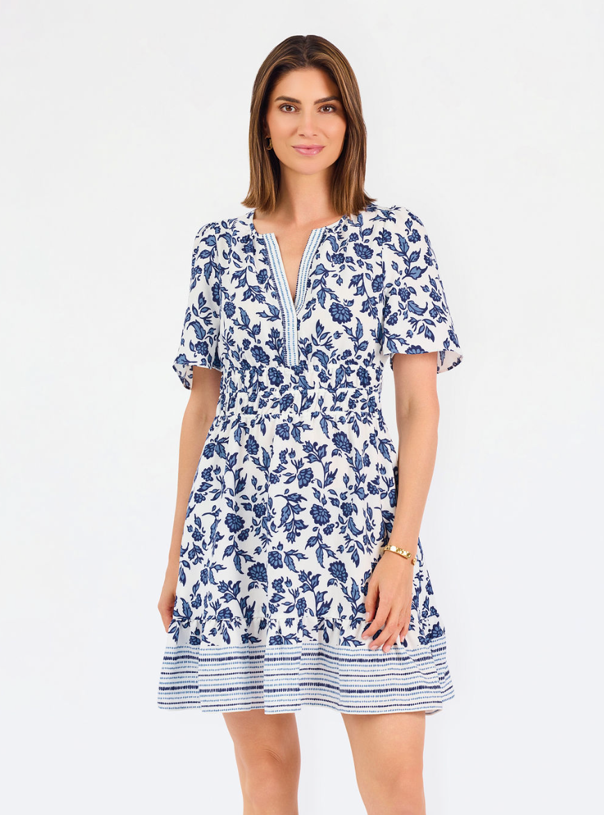 Tracey Mini Dress in Ivy Script Navy