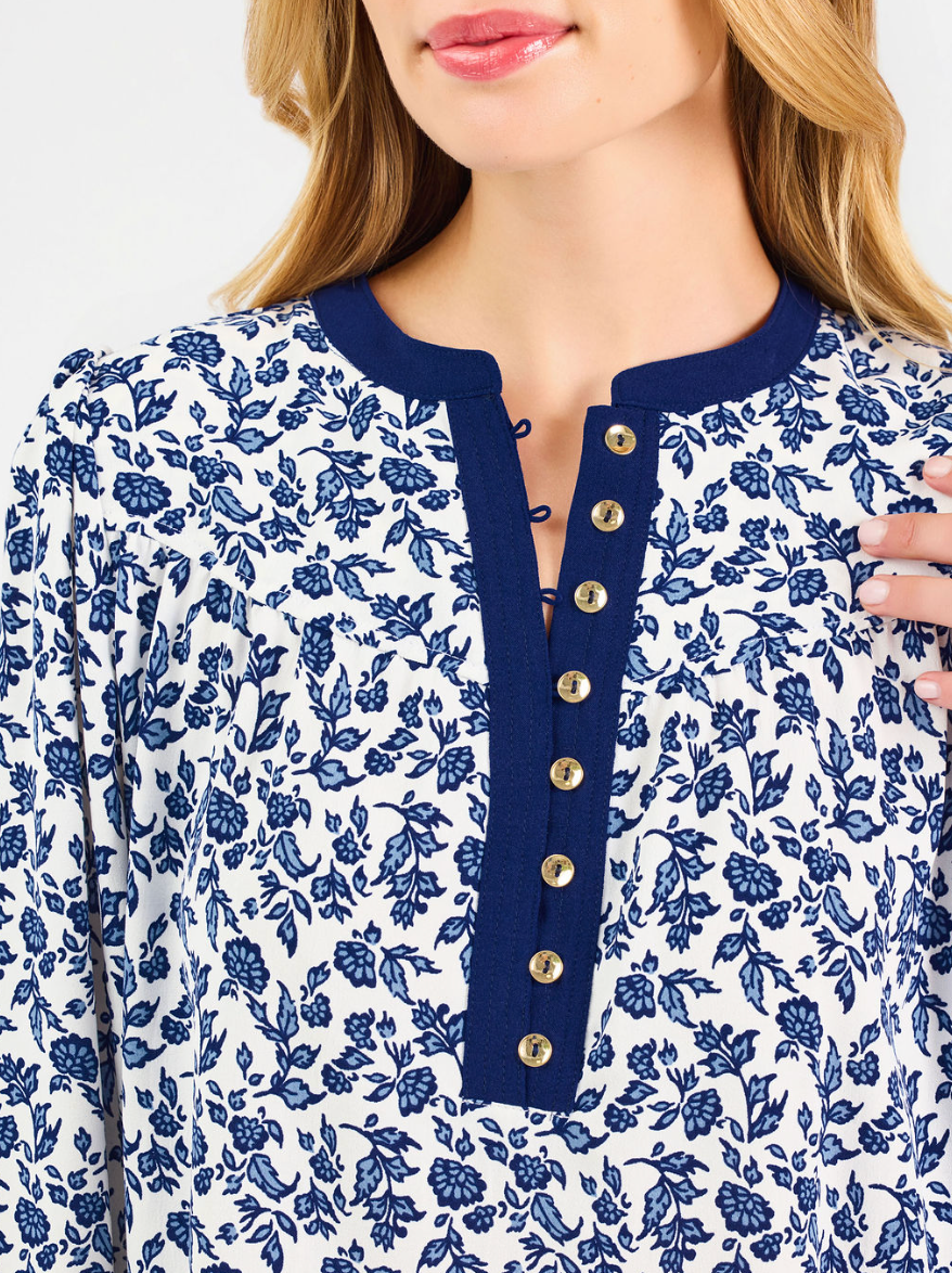 Brianna Top in Ivy Script Navy