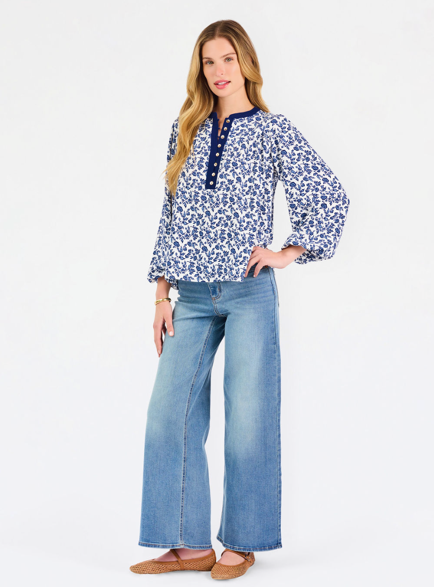 Brianna Top in Ivy Script Navy