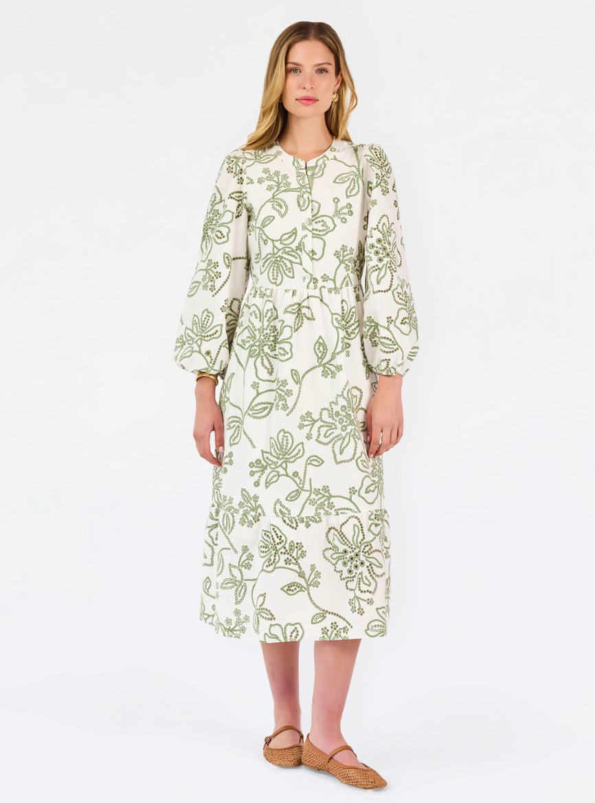 Riley Dress in Lacecap White