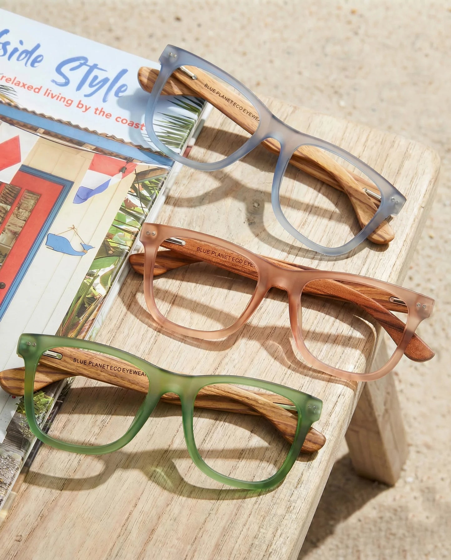 Seaglass Readers in Matte Brown and Zebra Wood