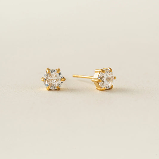 Sol CZ Stud Earrings in Gold