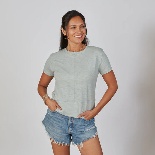 Celia Perfect Length Tee in Sea Glass Blue