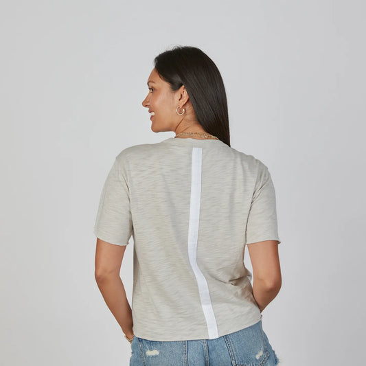 Relaxed Crew Tee in White & Oyster