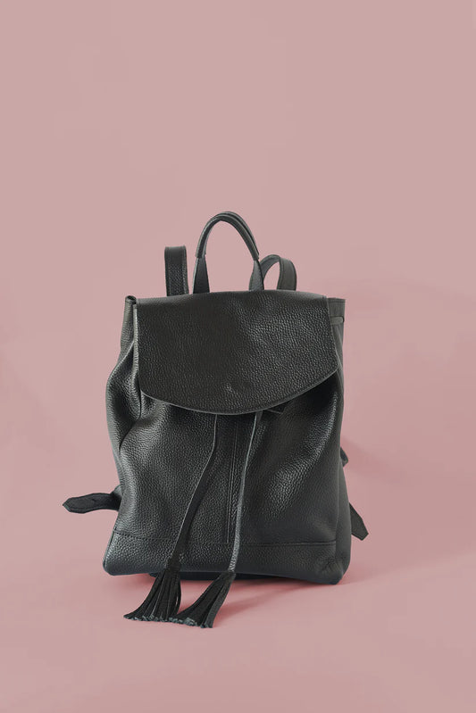 GR Tassel Backpack in Pebbled Black