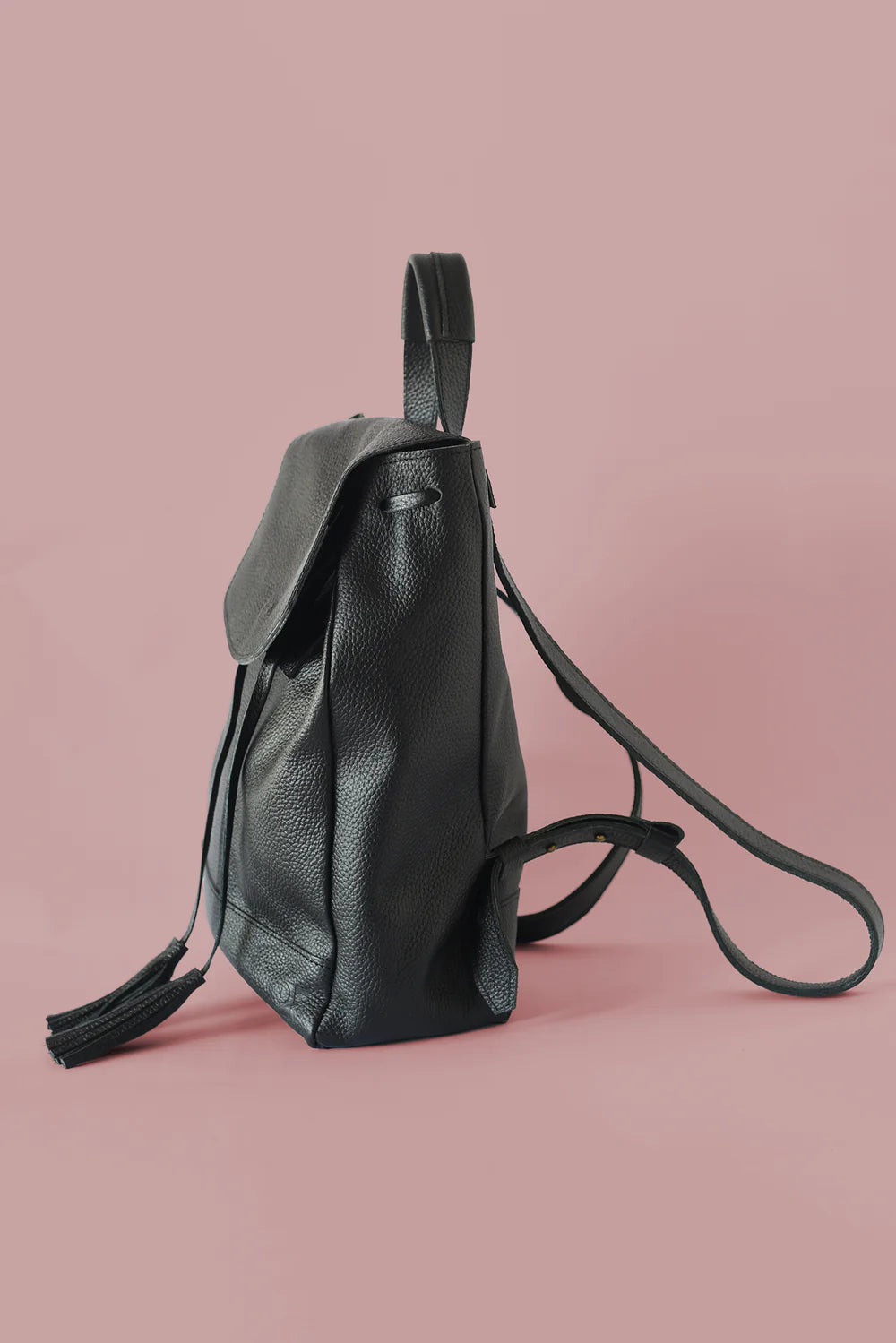 GR Tassel Backpack in Pebbled Black
