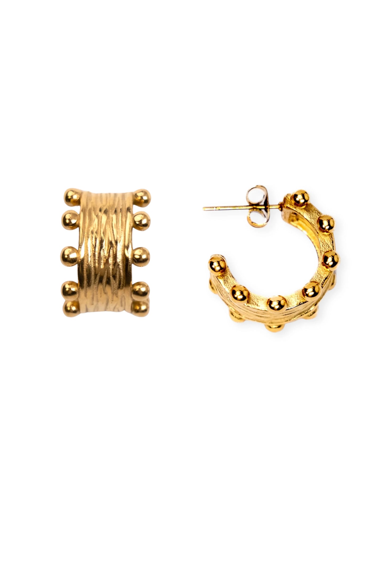 Textured Ball Hoop Earrings - Waterproof