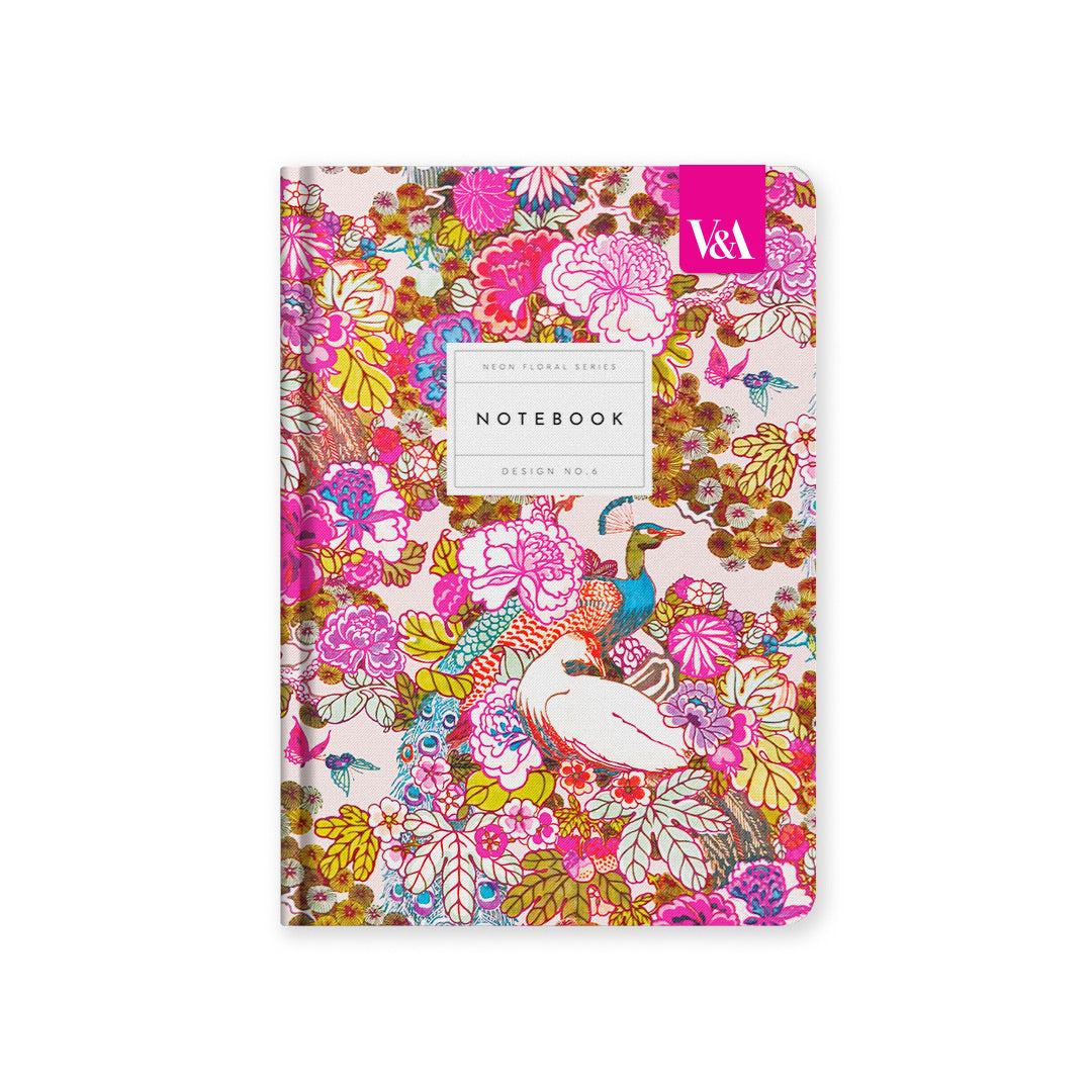 Neon Floral Peacock Floral Hardback Notebook (A5)