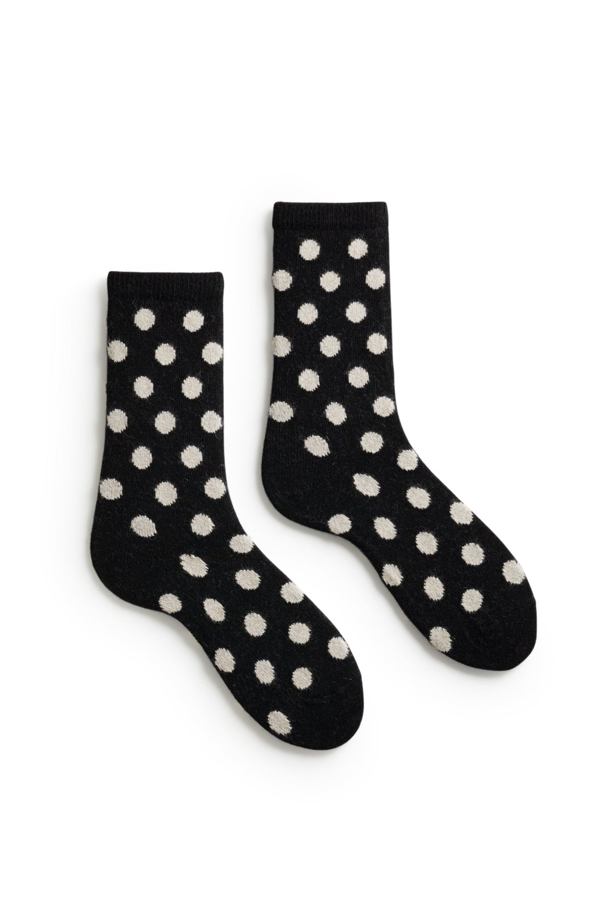 Women's Dot Wool Cashmere Crew Socks in Black