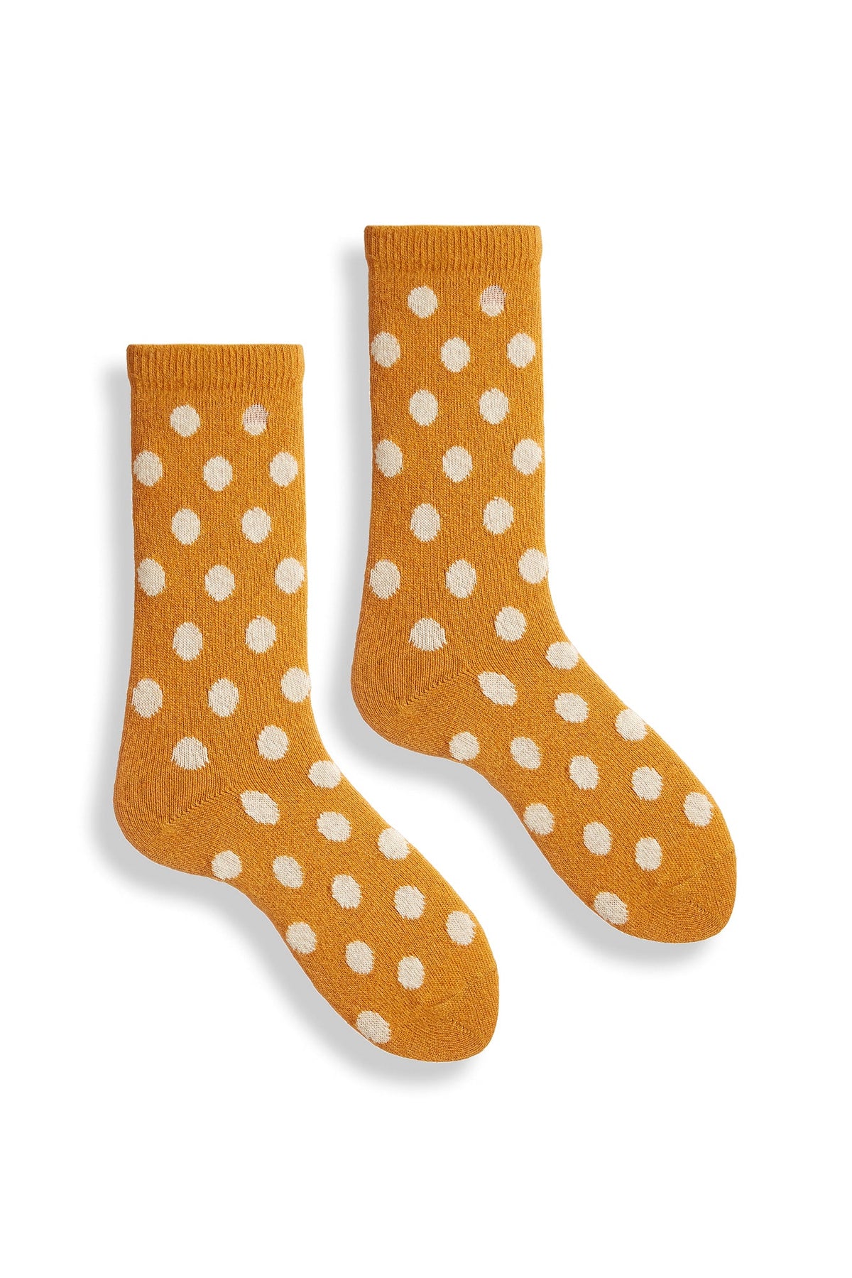 Women's Dot Wool Cashmere Crew Socks in Squash