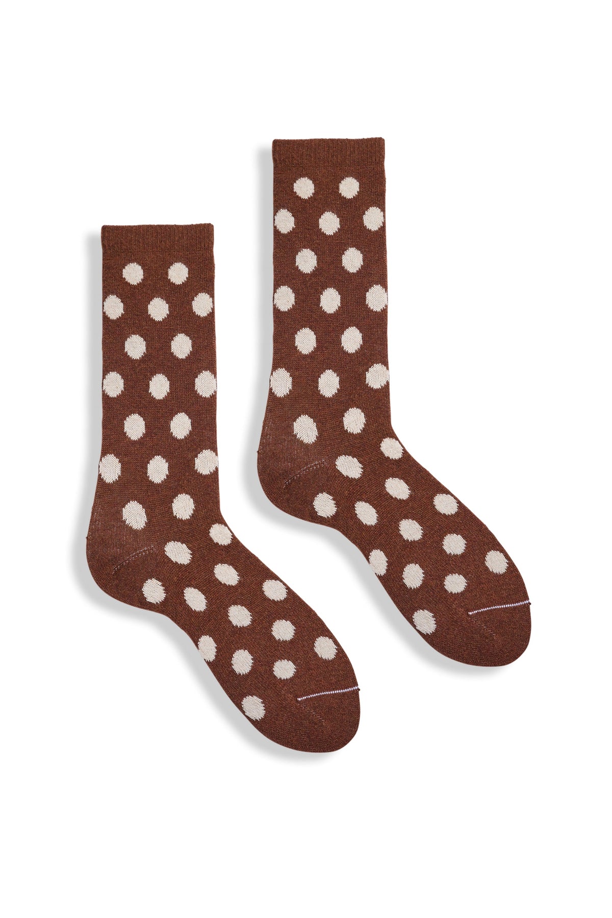 Women's Dot Wool Cashmere Crew Socks in Acorn
