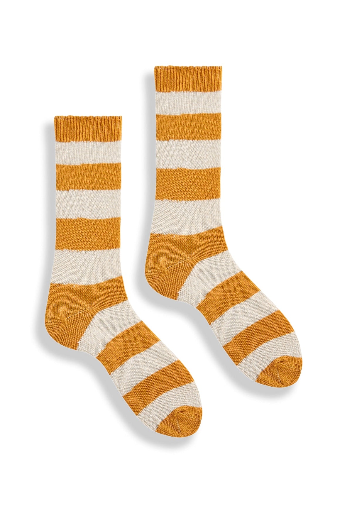Women's Rugby Stripe Wool Cashmere Crew Socks in Squash