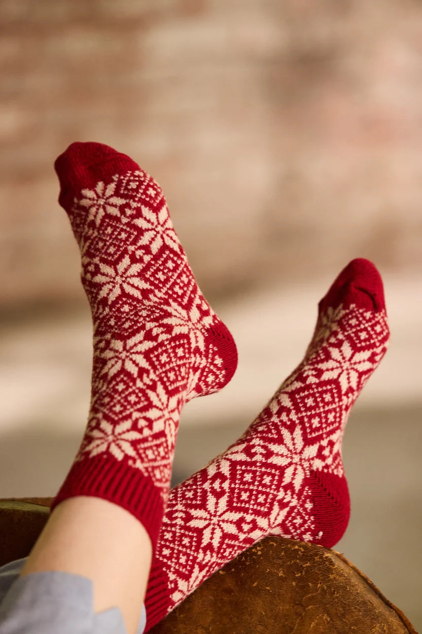 Women's Snowflake Wool Cashmere Crew Socks
