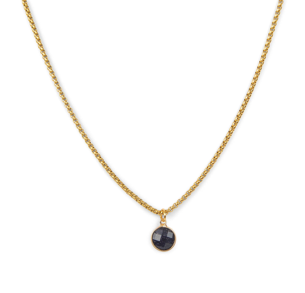 Sandstone Stone Pendant Classic Gold Necklace