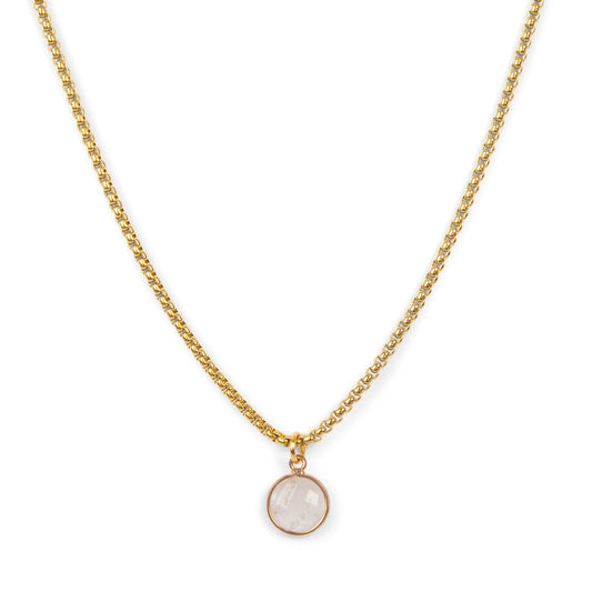 Rose Quartz Stone Pendant Classic Gold Necklace
