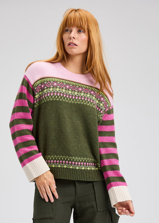 Fairisle Sweater in Olive Mix