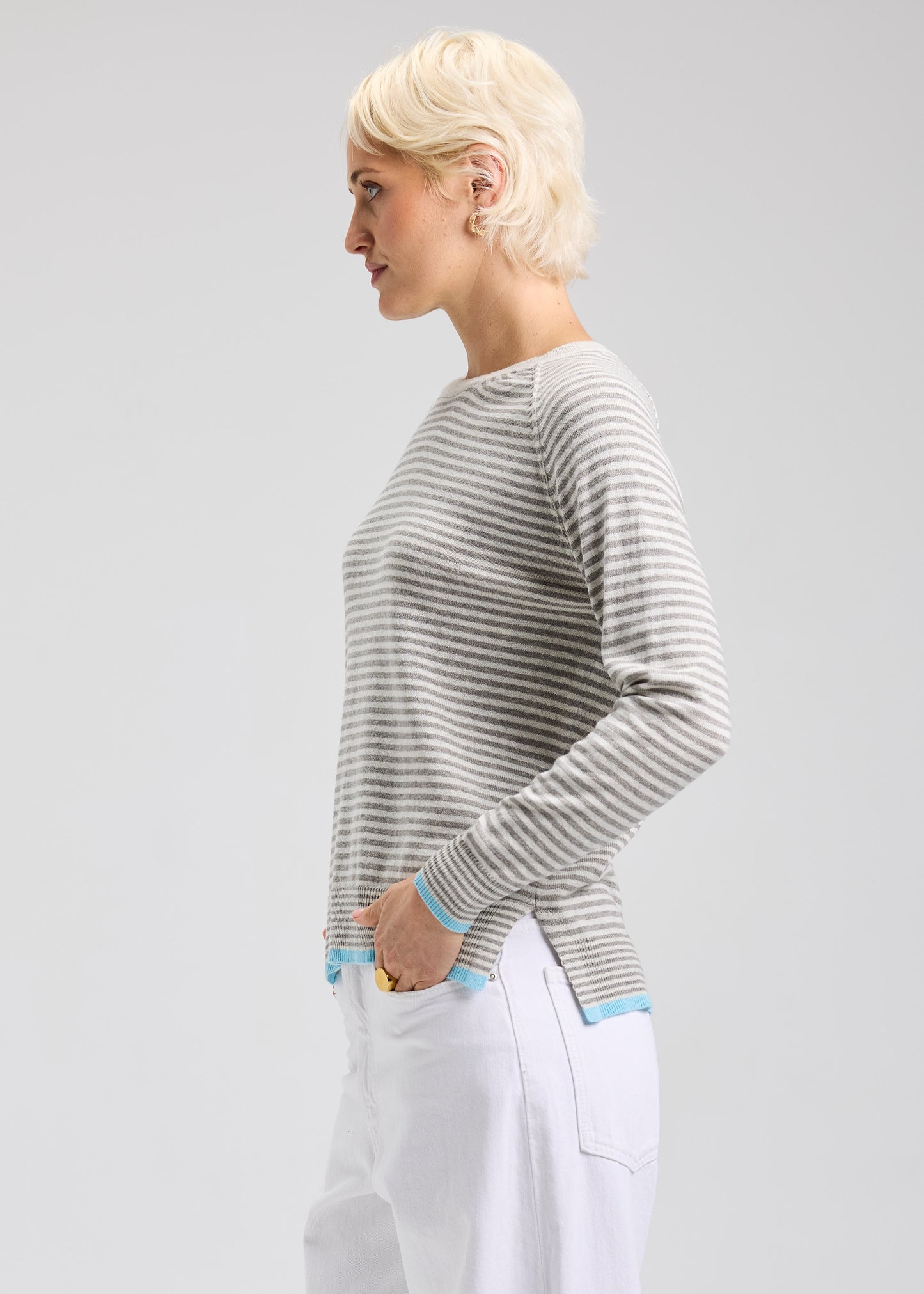 Stripe Crew in Light Marl