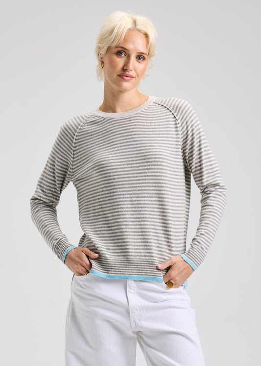 Stripe Crew in Light Marl
