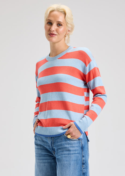 Multi Stripe Crew in Sky
