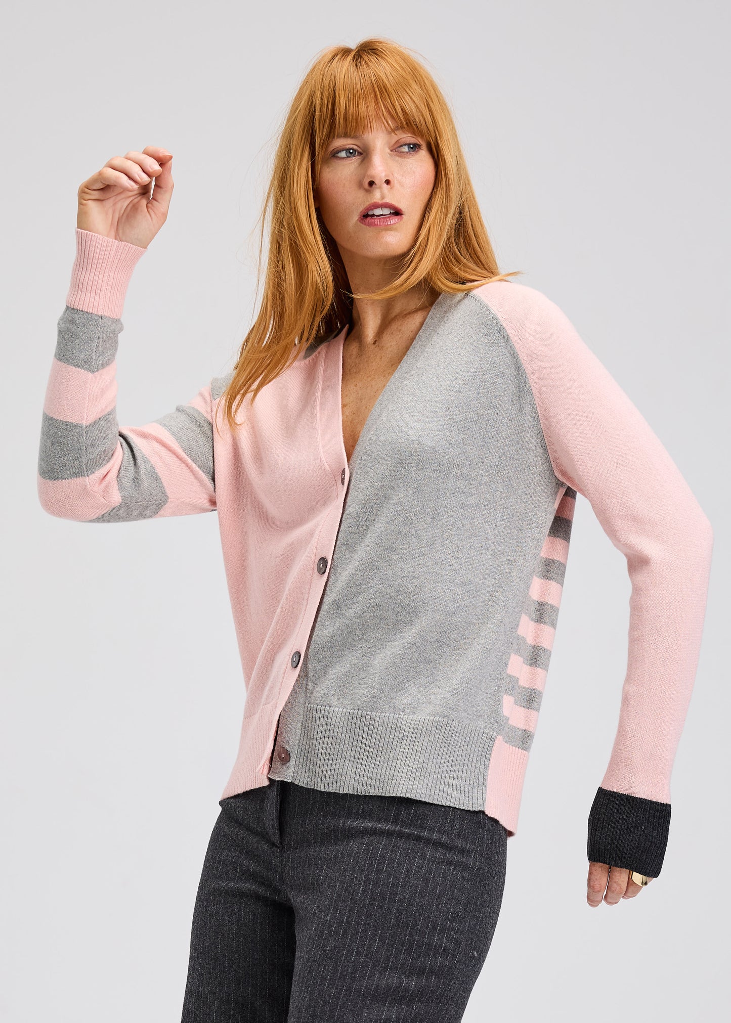 Split Cardi in Powder