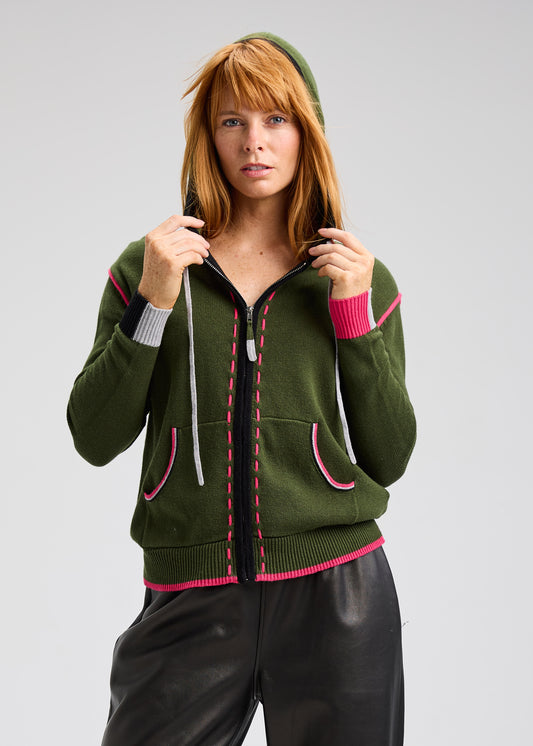 Threaded Hoodie in Olive