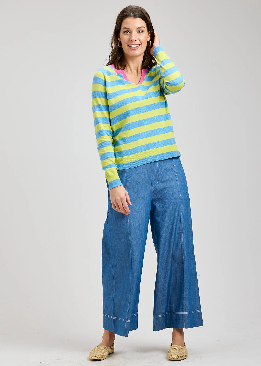 Striped Henley in Lake
