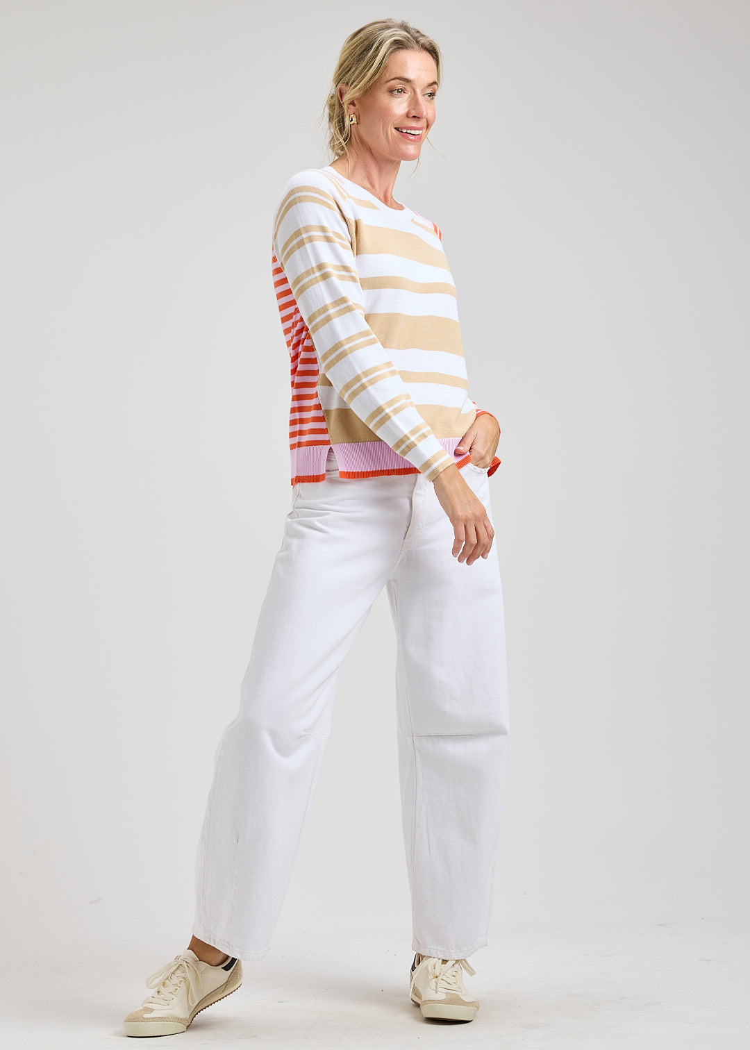 Crazy Stripe Sweater in White