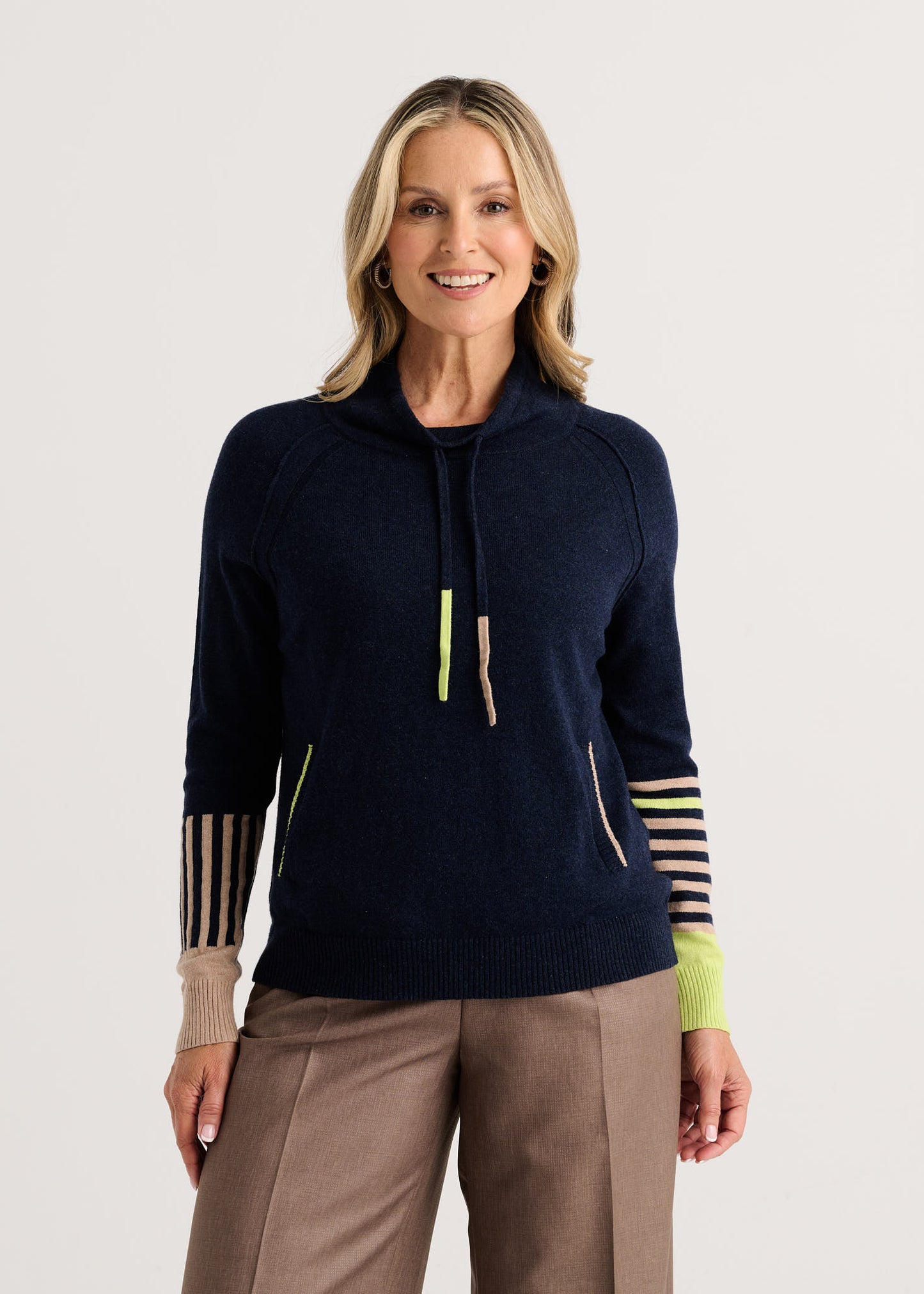 Drawcord Sweater in Dark Denim