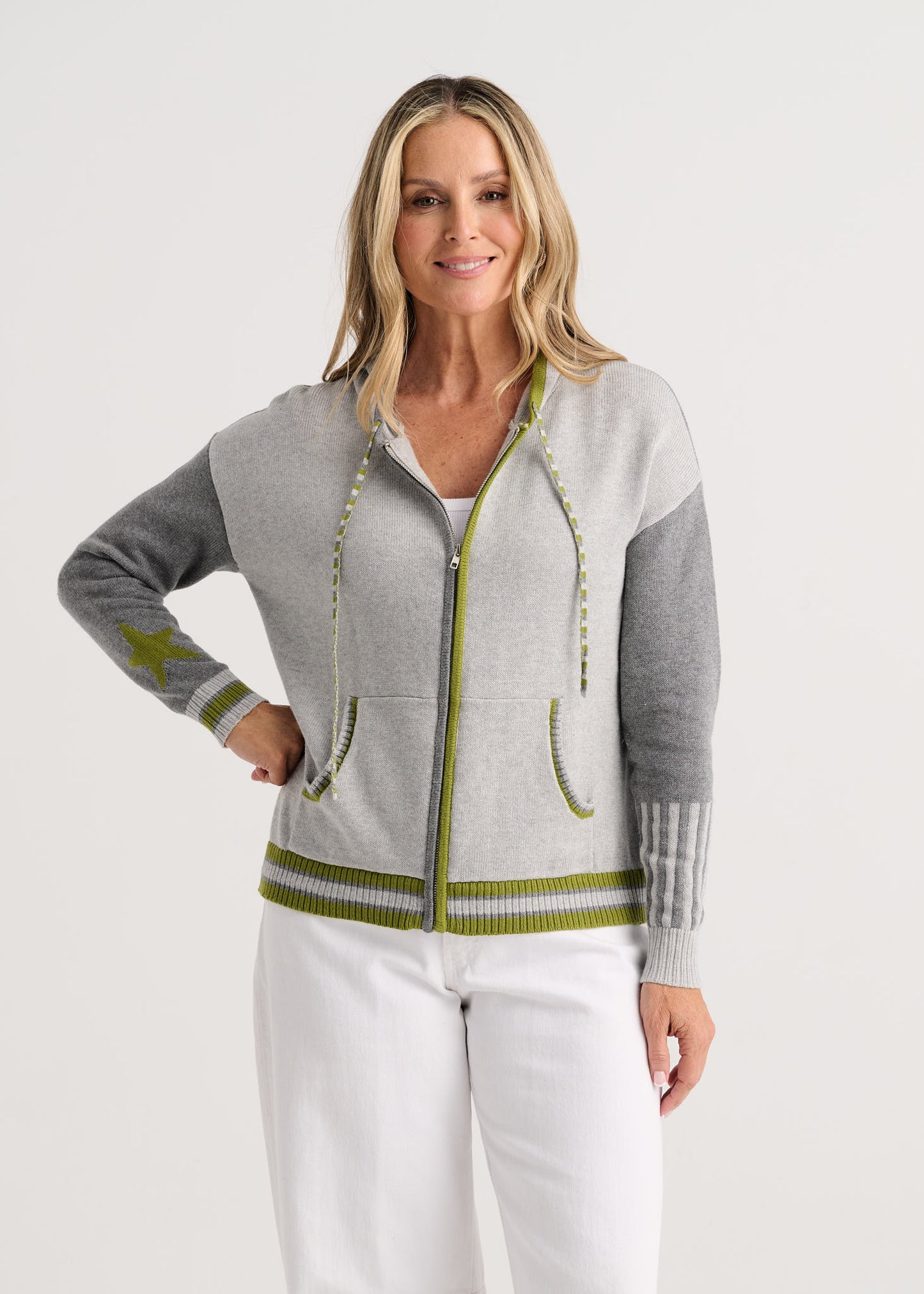 Stars Zip-Up Hoodie in Marl