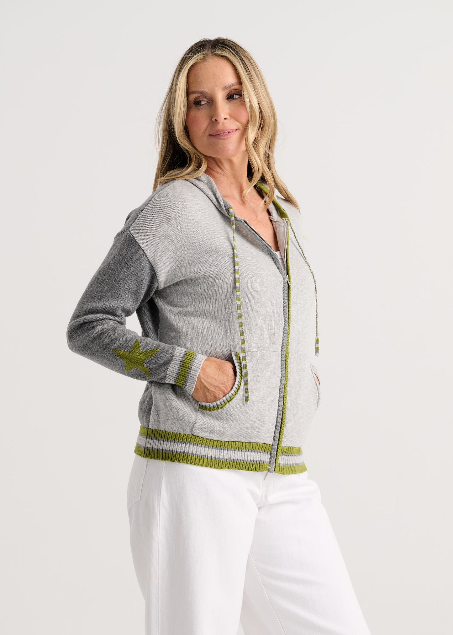 Stars Zip-Up Hoodie in Marl