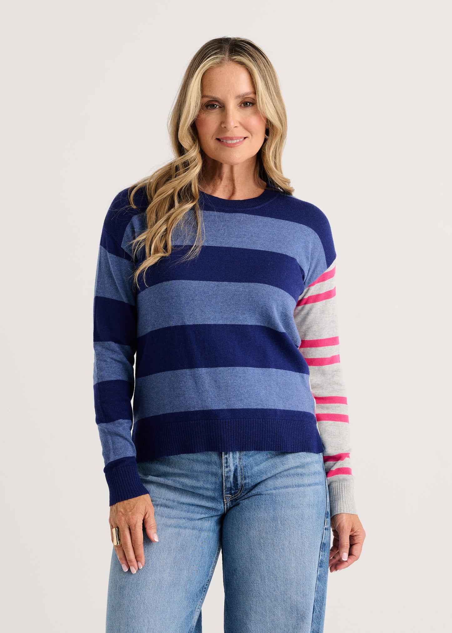 Bold Stripe Sweater in Ocean
