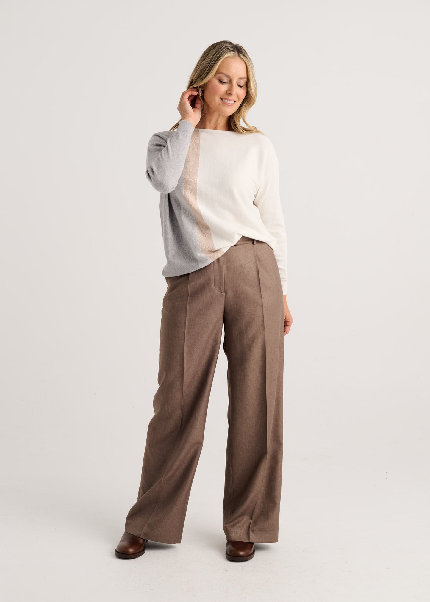 Vertical Line Sweater in Snow