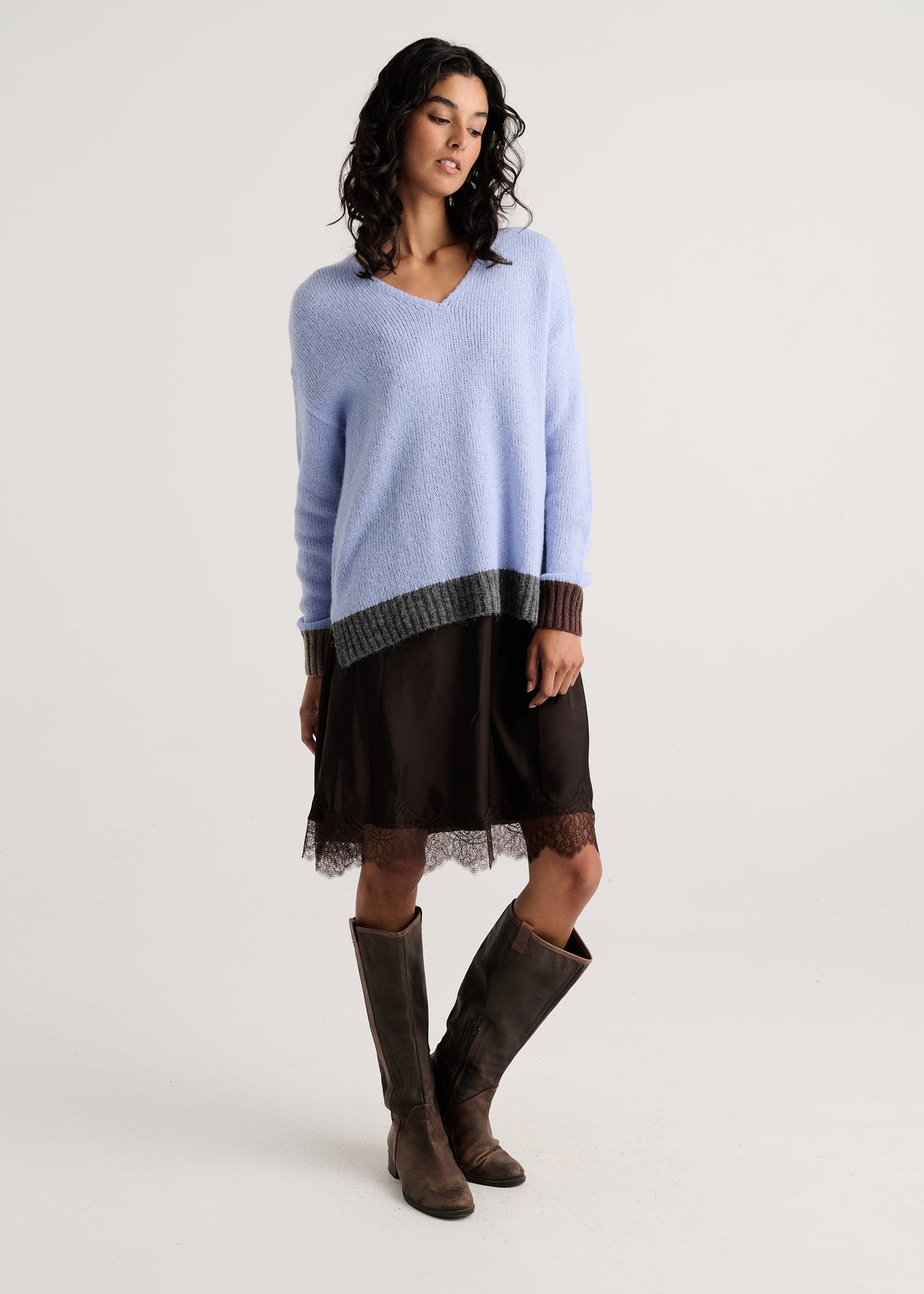Casual Luxe V Neck in Cornflower