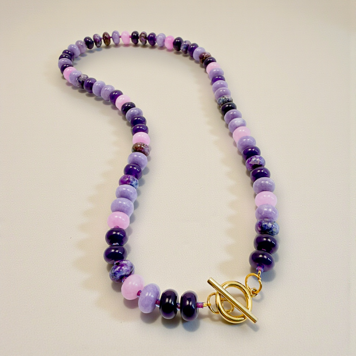 Lavender Haze Bold Gemstone Beaded Necklace