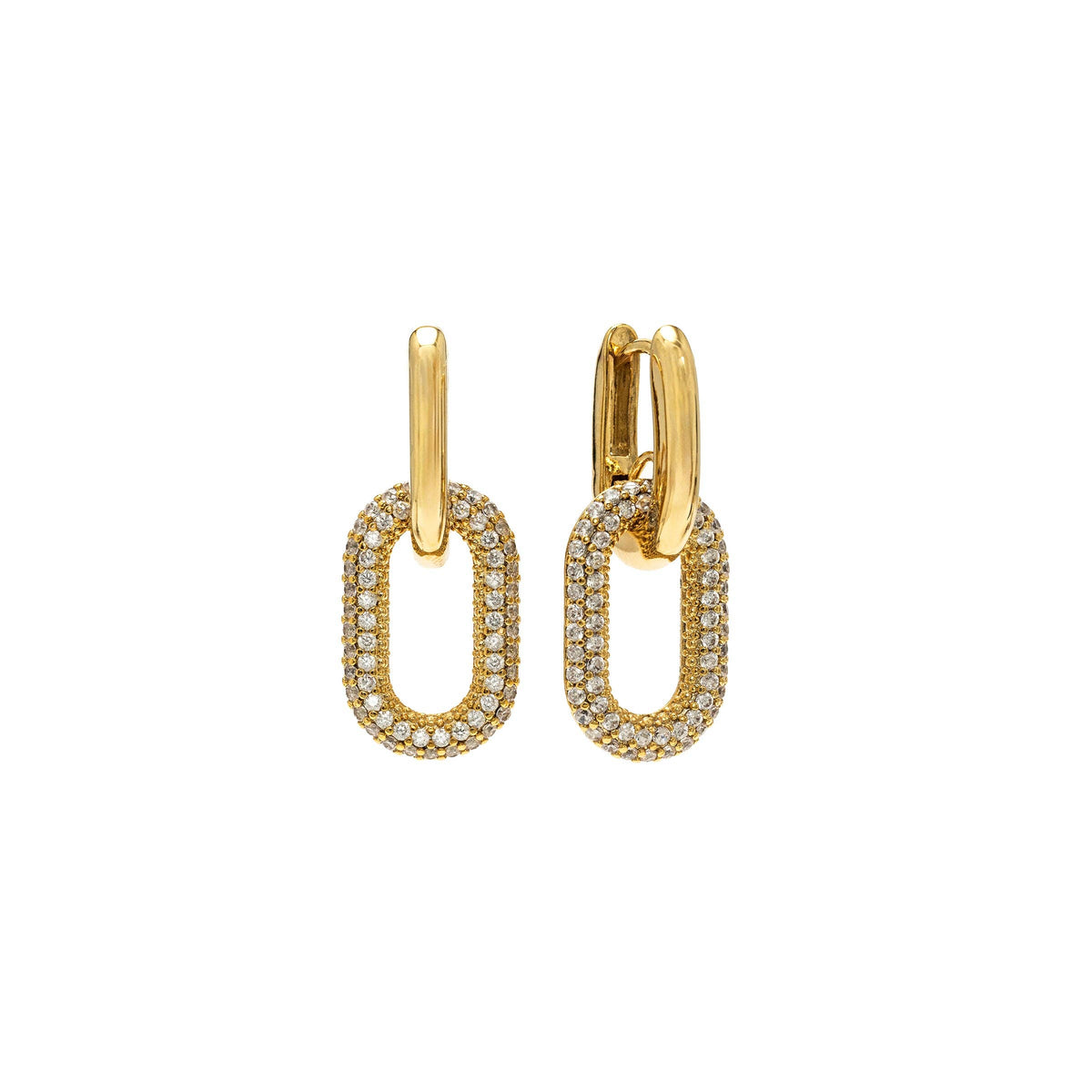 Solana Paperclip Drop Hoop Earrings in Gold