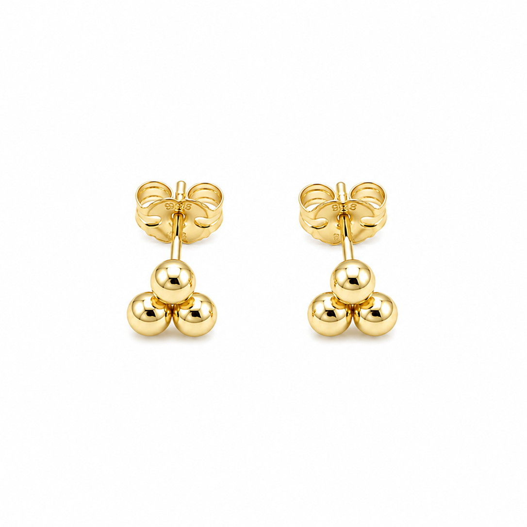 Triple Dot Stud Earrings in Gold