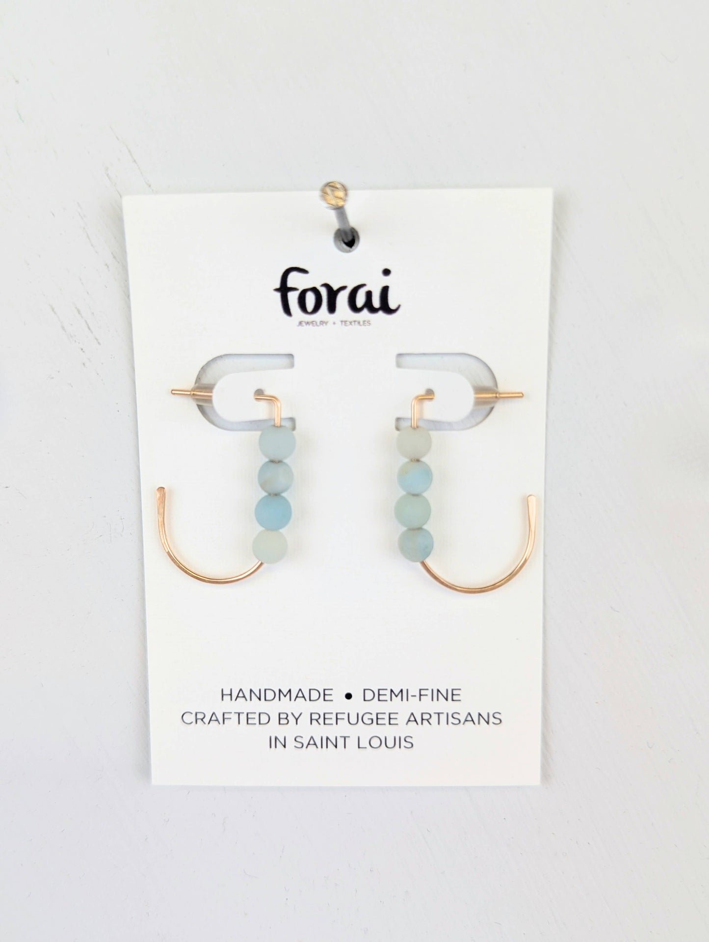 Jordan Amazonite Beaded J-Hoop Earrings in 14K Gold Filled
