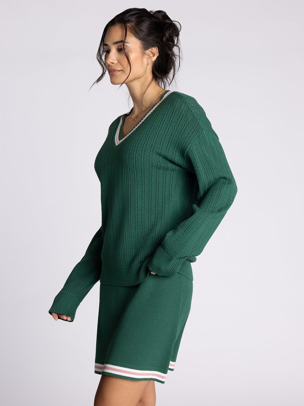 Alexis Sweater in Forest &  Pink