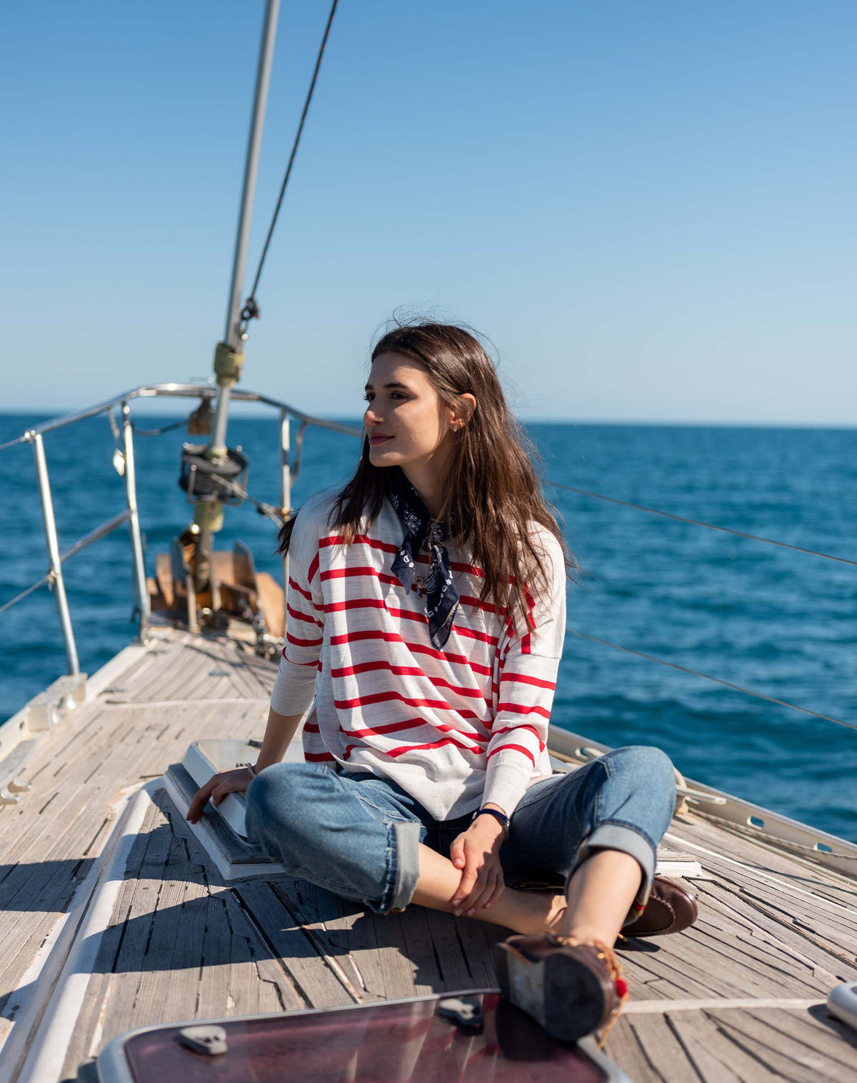 Amour Sweater in Red Stripes/Navy Heart